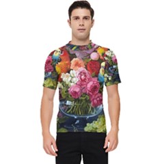 Flower And Parrot Art Flower Painting Men s Short Sleeve Rash Guard by Cemarart