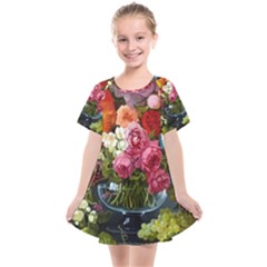 Flower And Parrot Art Flower Painting Kids  Smock Dress