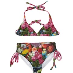 Flower And Parrot Art Flower Painting Kids  Classic Bikini Set by Cemarart