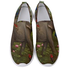 Jungle Of Happiness Painting Peacock Elephant Men s Slip On Sneakers by Cemarart