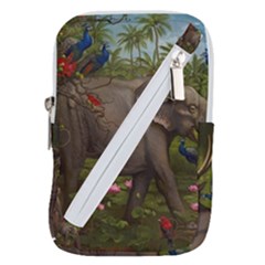 Jungle Of Happiness Painting Peacock Elephant Belt Pouch Bag (large) by Cemarart