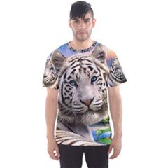 White Tiger Peacock Animal Fantasy Water Summer Men s Sport Mesh T-shirt