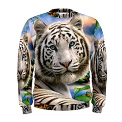 White Tiger Peacock Animal Fantasy Water Summer Men s Sweatshirt