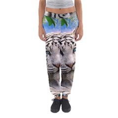 White Tiger Peacock Animal Fantasy Water Summer Women s Jogger Sweatpants by Cemarart