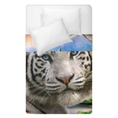 White Tiger Peacock Animal Fantasy Water Summer Duvet Cover Double Side (single Size) by Cemarart