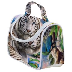 White Tiger Peacock Animal Fantasy Water Summer Satchel Handbag by Cemarart