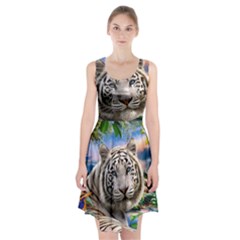 White Tiger Peacock Animal Fantasy Water Summer Racerback Midi Dress by Cemarart