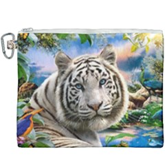 White Tiger Peacock Animal Fantasy Water Summer Canvas Cosmetic Bag (xxxl) by Cemarart