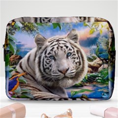 White Tiger Peacock Animal Fantasy Water Summer Make Up Pouch (large) by Cemarart