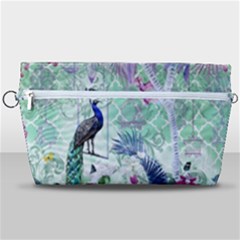 Peacock Parrot Bird Pattern Exotic Summer Green Flower Jungle Paradise Handbag Organizer by Cemarart