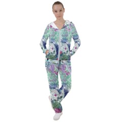 Peacock Parrot Bird Pattern Exotic Summer Green Flower Jungle Paradise Women s Tracksuit by Cemarart