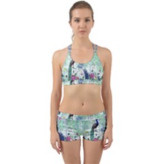 Peacock Parrot Bird Pattern Exotic Summer Green Flower Jungle Paradise Back Web Gym Set by Cemarart