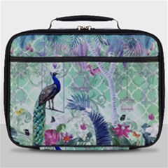 Peacock Parrot Bird Pattern Exotic Summer Green Flower Jungle Paradise Full Print Lunch Bag by Cemarart