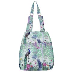 Peacock Parrot Bird Pattern Exotic Summer Green Flower Jungle Paradise Center Zip Backpack by Cemarart