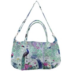 Peacock Parrot Bird Pattern Exotic Summer Green Flower Jungle Paradise Removable Strap Handbag by Cemarart