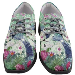 Peacock Parrot Bird Pattern Exotic Summer Green Flower Jungle Paradise Women Heeled Oxford Shoes by Cemarart