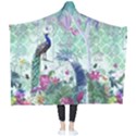 Peacock Parrot Bird Pattern Exotic Summer Green Flower Jungle Paradise Wearable Blanket View2