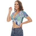 Peacock Parrot Bird Pattern Exotic Summer Green Flower Jungle Paradise Twist Front Crop Top View2