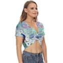 Peacock Parrot Bird Pattern Exotic Summer Green Flower Jungle Paradise Twist Front Crop Top View3