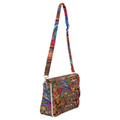 Arabian Street Art Colorful Peacock Tiger Man Parrot Horse Dancer Fantasy Shoulder Bag With Back Zipper by Cemarart