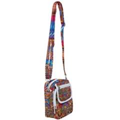 Arabian Street Art Colorful Peacock Tiger Man Parrot Horse Dancer Fantasy Shoulder Strap Belt Bag by Cemarart