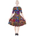 Arabian Street Art Colorful Peacock Tiger Man Parrot Horse Dancer Fantasy Quarter Sleeve A-Line Dress View2