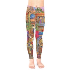 Arabian Street Art Colorful Peacock Tiger Man Parrot Horse Dancer Fantasy Kids  Leggings by Cemarart