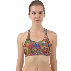 Arabian Street Art Colorful Peacock Tiger Man Parrot Horse Dancer Fantasy Back Web Sports Bra by Cemarart