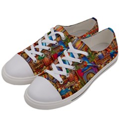 Arabian Street Art Colorful Peacock Tiger Man Parrot Horse Dancer Fantasy Men s Low Top Canvas Sneakers by Cemarart