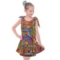 Arabian Street Art Colorful Peacock Tiger Man Parrot Horse Dancer Fantasy Kids  Tie Up Tunic Dress View1