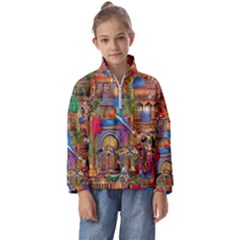 Arabian Street Art Colorful Peacock Tiger Man Parrot Horse Dancer Fantasy Kids  Half Zip Hoodie