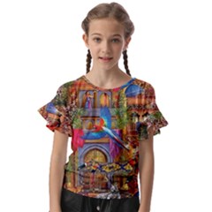 Arabian Street Art Colorful Peacock Tiger Man Parrot Horse Dancer Fantasy Kids  Cut Out Flutter Sleeves by Cemarart