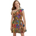 Arabian Street Art Colorful Peacock Tiger Man Parrot Horse Dancer Fantasy Kids  One Shoulder Party Dress View1