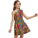 Arabian Street Art Colorful Peacock Tiger Man Parrot Horse Dancer Fantasy Kids  One Shoulder Party Dress View2