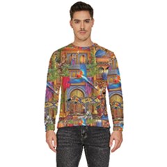 Arabian Street Art Colorful Peacock Tiger Man Parrot Horse Dancer Fantasy Men s Fleece Sweatshirt by Cemarart