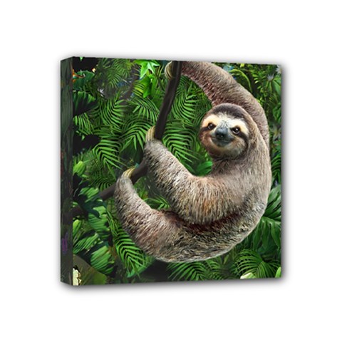 Sloth In Jungle Art Animal Fantasy Mini Canvas 4  X 4  (stretched) by Cemarart