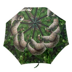 Sloth In Jungle Art Animal Fantasy Folding Umbrellas by Cemarart