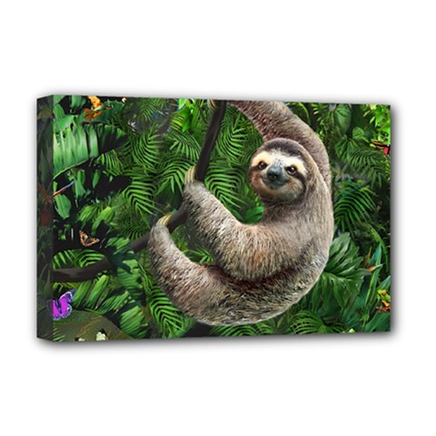 Sloth In Jungle Art Animal Fantasy Deluxe Canvas 18  X 12  (stretched) by Cemarart