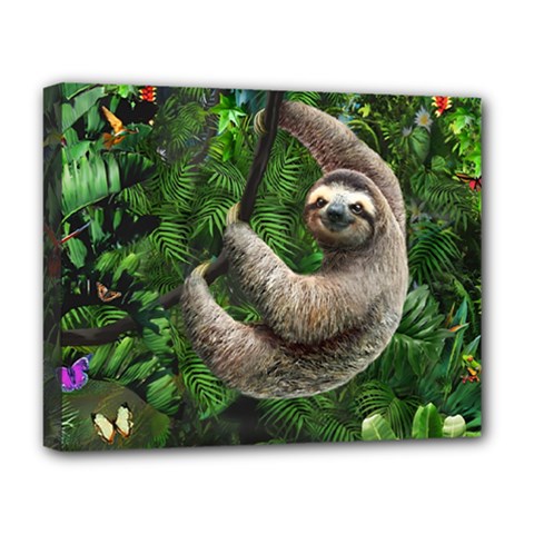 Sloth In Jungle Art Animal Fantasy Deluxe Canvas 20  X 16  (stretched) by Cemarart