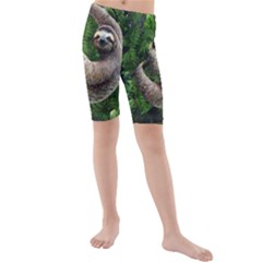 Sloth In Jungle Art Animal Fantasy Kids  Mid Length Swim Shorts by Cemarart