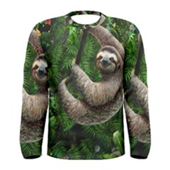 Sloth In Jungle Art Animal Fantasy Men s Long Sleeve T-shirt by Cemarart