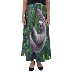 Sloth In Jungle Art Animal Fantasy Flared Maxi Skirt by Cemarart