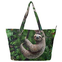 Sloth In Jungle Art Animal Fantasy Full Print Shoulder Bag by Cemarart