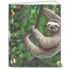 Sloth In Jungle Art Animal Fantasy 8  X 10  Hardcover Notebook by Cemarart