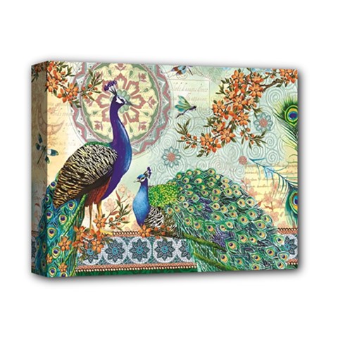 Royal Peacock Feather Art Fantasy Deluxe Canvas 14  X 11  (stretched) by Cemarart