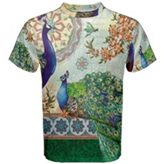 Royal Peacock Feather Art Fantasy Men s Cotton T-shirt by Cemarart