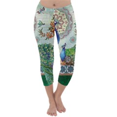 Royal Peacock Feather Art Fantasy Capri Winter Leggings 