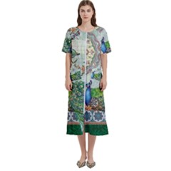 Royal Peacock Feather Art Fantasy Women s Cotton Short Sleeve Night Gown by Cemarart