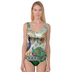 Royal Peacock Feather Art Fantasy Princess Tank Leotard  by Cemarart