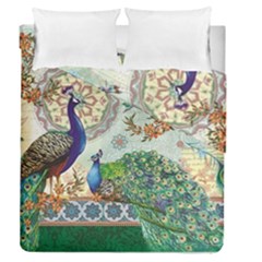 Royal Peacock Feather Art Fantasy Duvet Cover Double Side (queen Size) by Cemarart